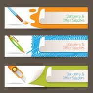 Cutter Pen Brush Office and Stationery Supplies Banner