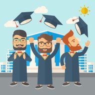 Three men throwing graduation cap N6