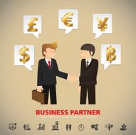 businessman handshake template modern info graphic N3