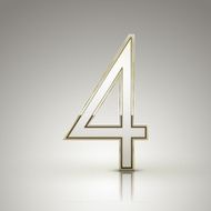 3d elegant pearl white number 4