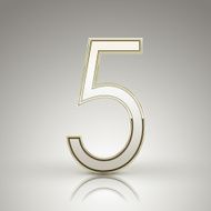 3d elegant pearl white number 5