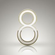 3d elegant pearl white number 8