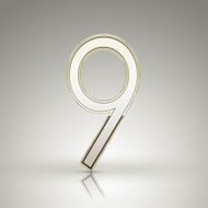 3d elegant pearl white number 9
