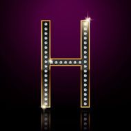 3d elegant diamond letter H