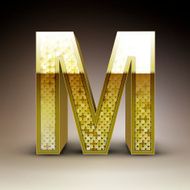 3d golden sequins letter M