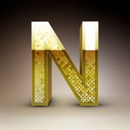 3d golden sequins letter N