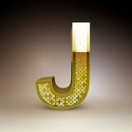 3d golden sequins letter J