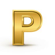 3d bright golden letter P
