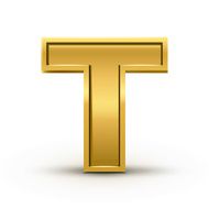 3d bright golden letter T