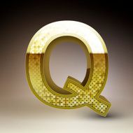3d golden sequins letter Q