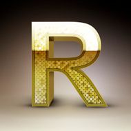 3d golden sequins letter R