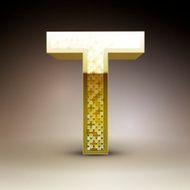 3d golden sequins letter T