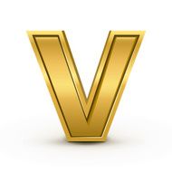 3d bright golden letter V