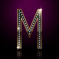 3d elegant diamond letter M