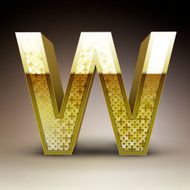 3d golden sequins letter W