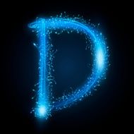 3d blue sparkler firework letter D