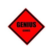 Genius black stamp text on red background