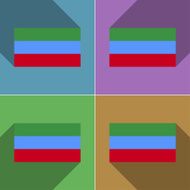 Flags Dagestan Set of colors flat design and long shadows