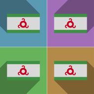 Flags Ingushetia Set of colors flat design and long shadows
