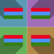 Flags Karelia Set of colors flat design and long shadows