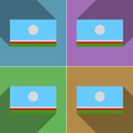 Flags Sakha Republic Set of colors flat design