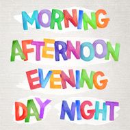 Vector watercolor time of day words N2