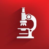 Microscope symbol on red background clean vector