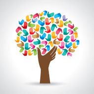 Isolated diversity tree hands illustration N2