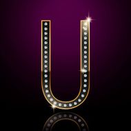 3d elegant diamond letter U