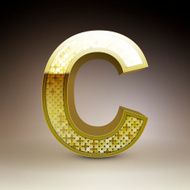 3d golden sequins letter C