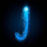 3d blue sparkler firework letter J