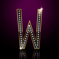 3d elegant diamond letter W