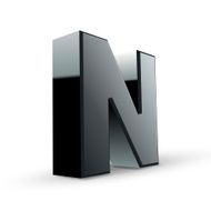 glossy black alphabet N N2