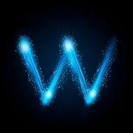 3d blue sparkler firework letter W