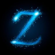 3d blue sparkler firework letter Z