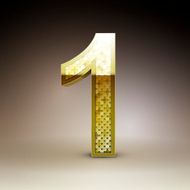 3d golden sequins number 1