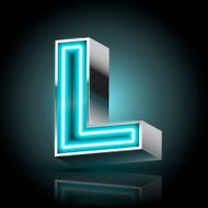 3d blue neon light letter L