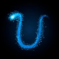 3d blue sparkler firework letter U