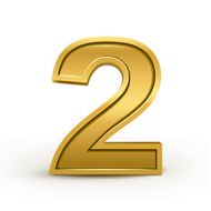 3d bright golden number 2