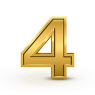 3d bright golden number 4