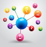 Vector atom with chemistry and science icon education concept