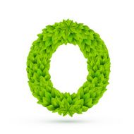 3d green leaves alphabet O