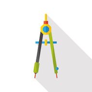 Stationery compasses flat icon with long shadow