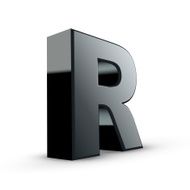 glossy black alphabet R N2