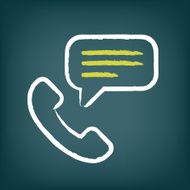 Phone call chalk icon with speech bubble