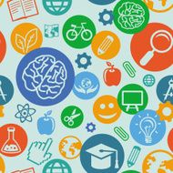 Vector seamless pattern with education and science icons