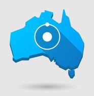 Long shadow Australia map icon with an atom