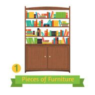 object retro bookcase flat design N2