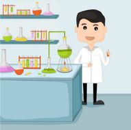 Cartoon of a scientist in laboratory