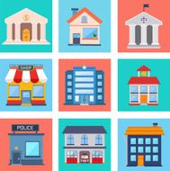 Modern flat vector buildings set N4